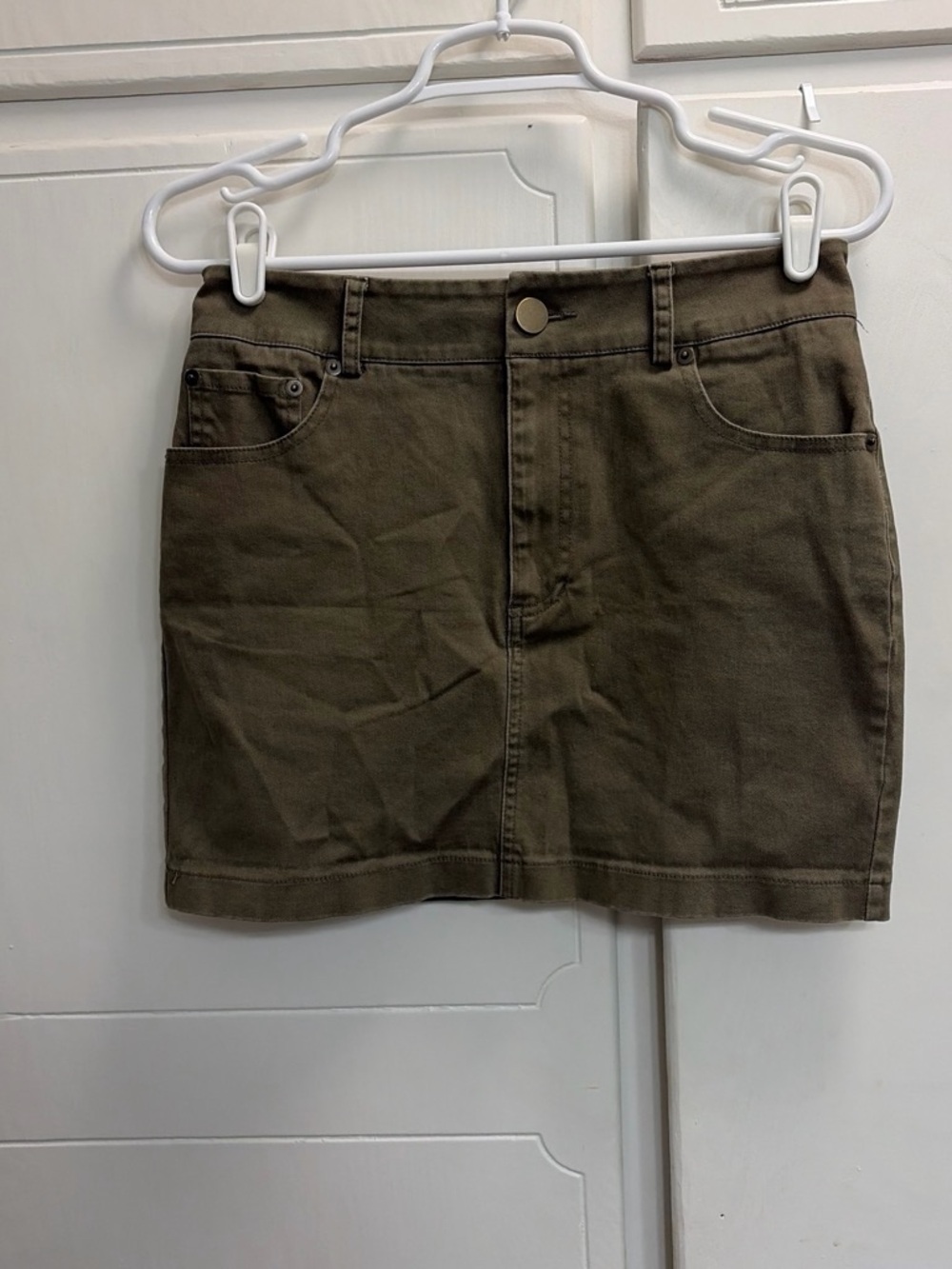 Forever 21 Olive Green Denim Mini Skirt